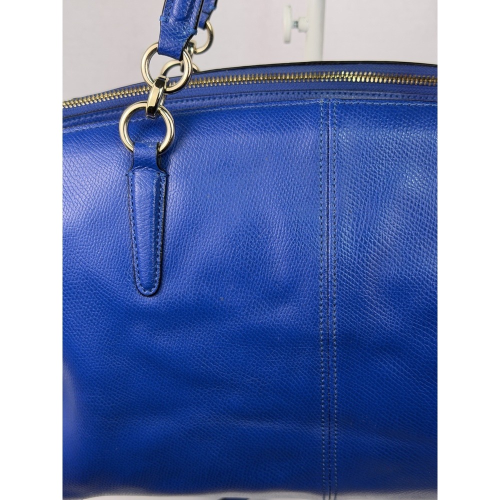 Coach Christie Carryall Blue Leather Tote + Matching Wristlet F36606 F53429 Gold - Picture 11 of 16